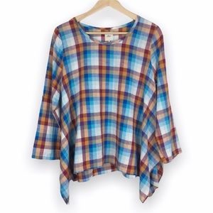 Japanese Brand Ohana Plaid Lagen Lagenlook Shirt Small Medium One Size